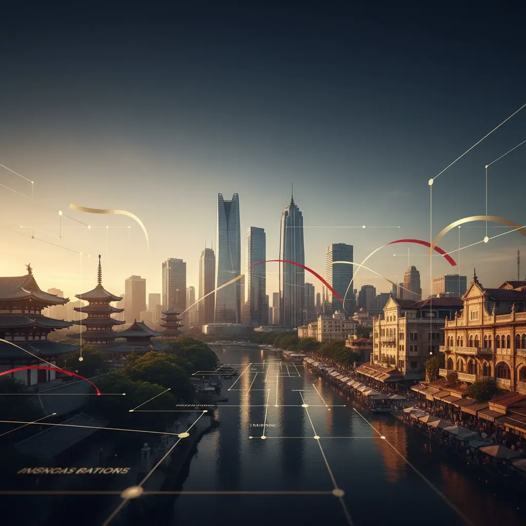 Futuristic cityscape representing indian market entry by lorean or japanese firms